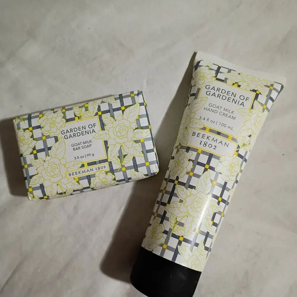 Beekman 1802 Goat Milk Hand Cream Garden of Gardenia 3.4 oz & Goat Milk Bar Soap